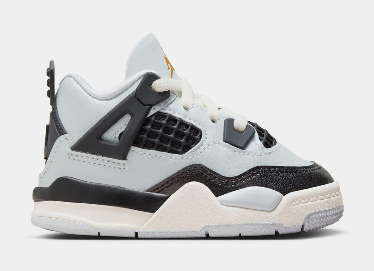Air Jordan 4 Retro Platinum Gold Infant Toddler Lifestyle Shoes (Pure Platinum/Black/Sail/Metallic Gold)