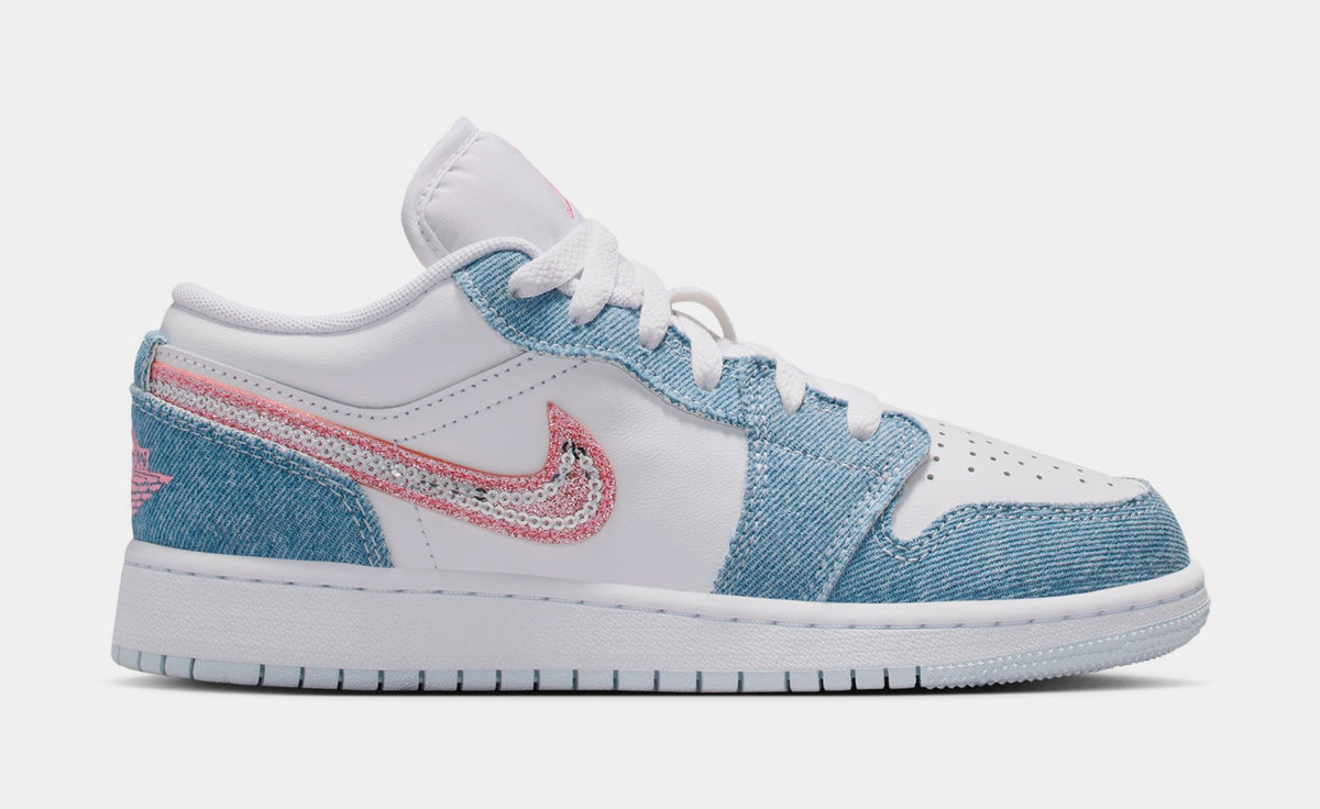 Air Jordan 1 Low SE Grade School Lifestyle Shoes (Cobalt Bliss/White/Pink Glow)