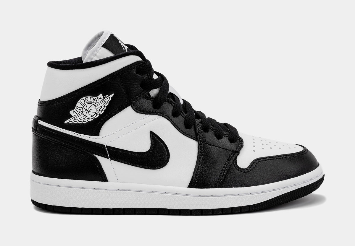 Air Jordan 1 Retro Mid Panda Womens Lifestyle Shoes (Black/White) Final Sale