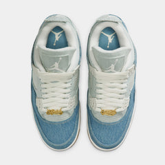 Air Jordan 4 Retro Worn Blue Womens Lifestyle Shoes (Sail/Gum Light Brown/Worn Blue/Sail/Metallic Gold)