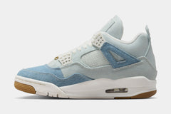 Air Jordan 4 Retro Worn Blue Womens Lifestyle Shoes (Sail/Gum Light Brown/Worn Blue/Sail/Metallic Gold)