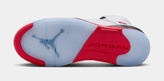 Air Jordan 5 Retro Fire Red Grade School Lifestyle Shoes (White/Fire Red/Black) Free Shipping