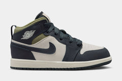 Air Jordan 1 Mid SE Preschool Lifestyle Shoes (Light Orewood Brown/Off Noir/Medium Olive)