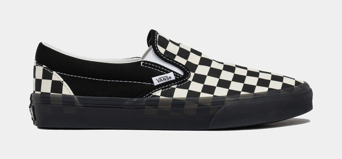 Slip On Checkered Mens Lifestyle Shoes (Black/White)