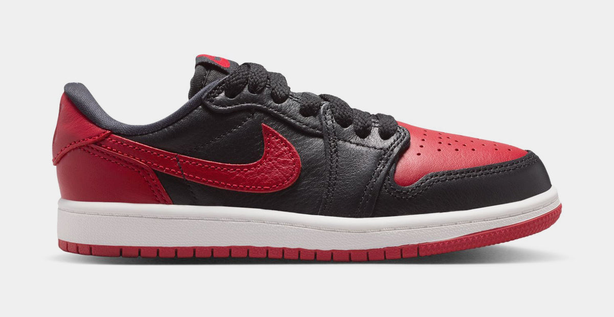Air Jordan 1 Retro Low OG Banned Preschool Lifestyle Shoes (Black/Black/Varsity Red/Summit White) Free Shipping