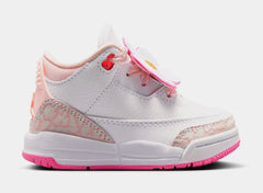 Air Jordan 3 Retro Spring Flower Infant Toddler Lifestyle Shoes (Pearl Pink/Hyper Orange/Pink Bloom)