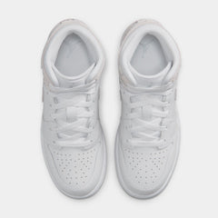 Air Jordan 1 Mid SE Grade School Lifestyle Shoes (White/Field Silver)
