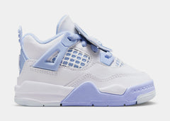 Air Jordan 4 Retro Aluminum Infant Toddler Lifestyle Shoes (White/Aluminum Blue/Tint Oil Green)